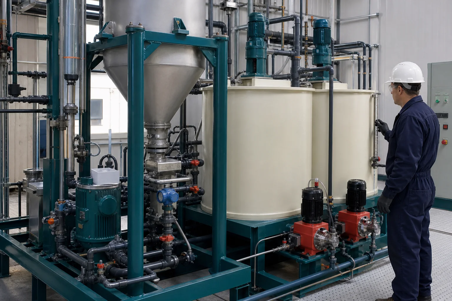 Polymer preparation tanks and dosing equipment